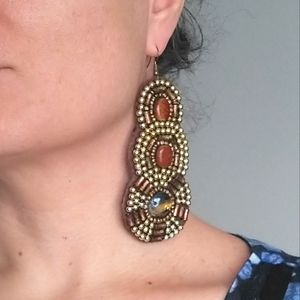 Handmade earrings in brown